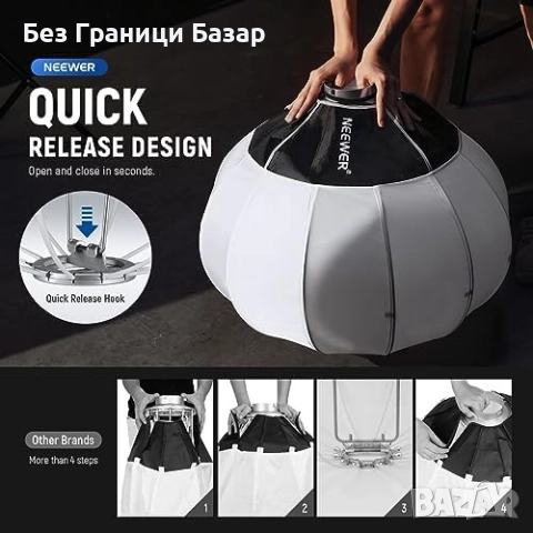 Нов NEEWER Мек 360° софтбокс 26 инча Bowens за видео, стрийминг и фото, снимка 2 - Чанти, стативи, аксесоари - 51913480