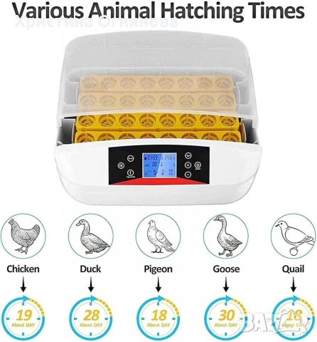 Инкубатор за яйца – 42 яйца с LED дисплей и автоматичен контрол, снимка 4 - За птици - 53752904