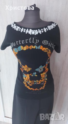Ефектна тениска с камъни - 20,00лв., снимка 9 - Тениски - 30554403