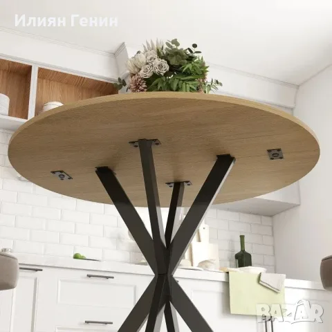 HOMCOM Кръгла кухненска маса, 80 см, снимка 5 - Маси - 55996512