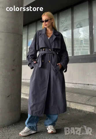 Дамски дълъг тренч Gray