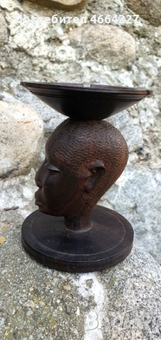 Ръчно изработен африкански дървен пепелник , снимка 3 - Антикварни и старинни предмети - 52585223