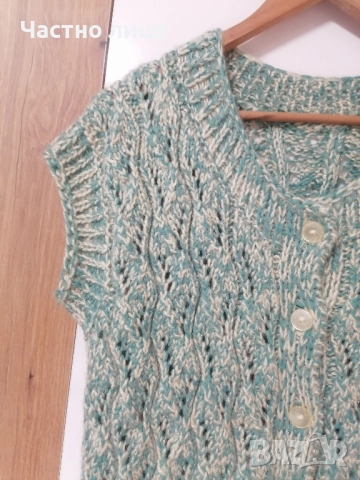 Нов дамски елек, ръчно плетиво, ГО 47 см, дължина 80 см. , снимка 8 - Елеци - 52459453