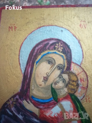 Стара ръчно рисувана икона в отлично състояние Богородица с, снимка 3 - Антикварни и старинни предмети - 53464227