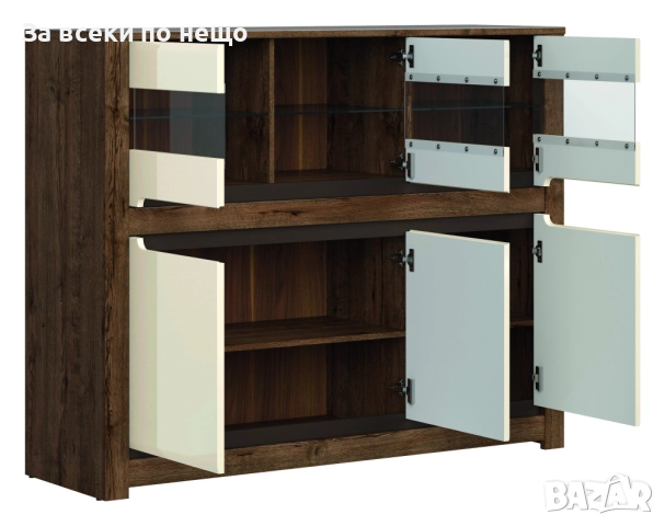 Скрин RUSO KOM3W3D корпус дъб април/фронт перлен лак Код P1809, снимка 4 - Скринове - 53001991