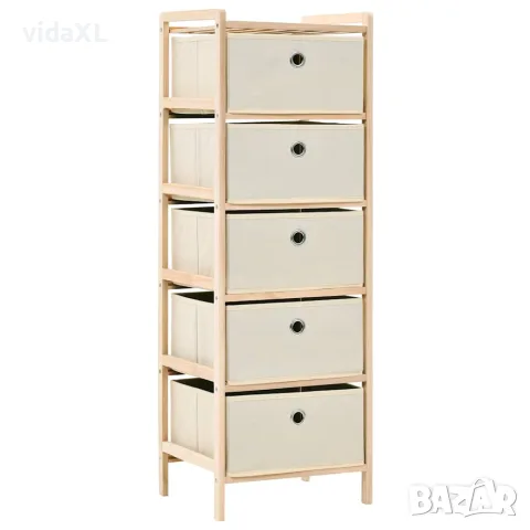 vidaXL Шкаф за съхранение с 5 кошници от текстил, дърво кедър, бежов