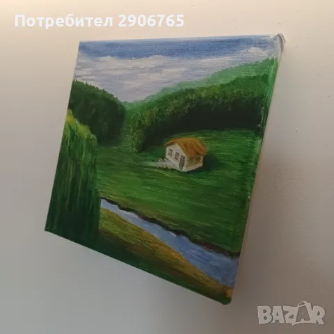 Картина акрил върху платно 25/25см , снимка 3 - Картини - 47804905