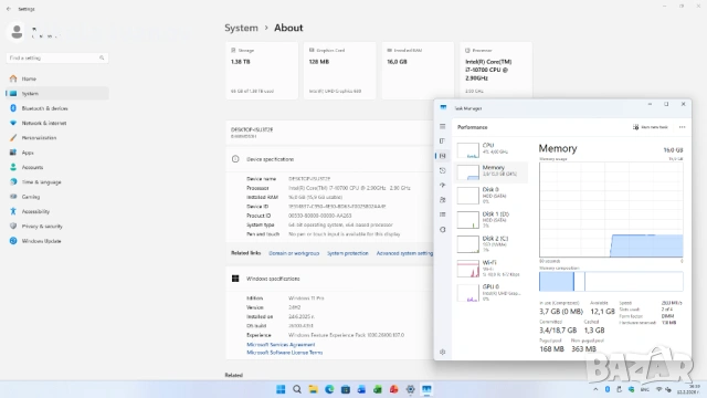 PC intel core i7 10700 8x4.80 Ghz | UHD 630 | 16GB RAM | 512GB SSD + 1TB HDD|BT+WiFi|750W 80+|Win 11, снимка 7 - Работни компютри - 53477175