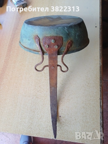 Меден тиган с дръжка ,стар, снимка 2 - Антикварни и старинни предмети - 53765215