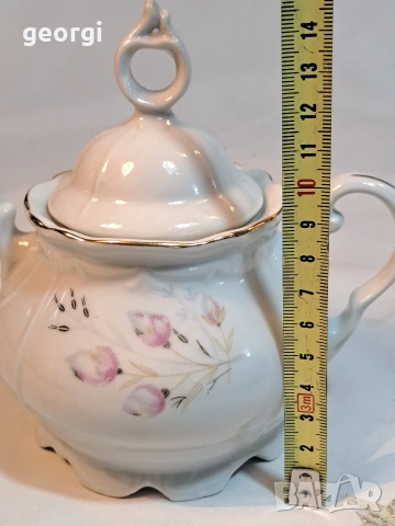 ретро барокова порцеланова захарница завод Сталин Видин 33/2, снимка 4 - Сервизи - 53525236