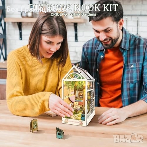 Нова Мини къща Book Nook 3D пъзел с LED – Tea Time в градината Украса, снимка 6 - Други - 51488287