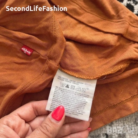 Дамска тениска Levi Strauss & Co, кафява 100% вискоза LEVI'S размер XS, снимка 3 - Тениски - 53349527