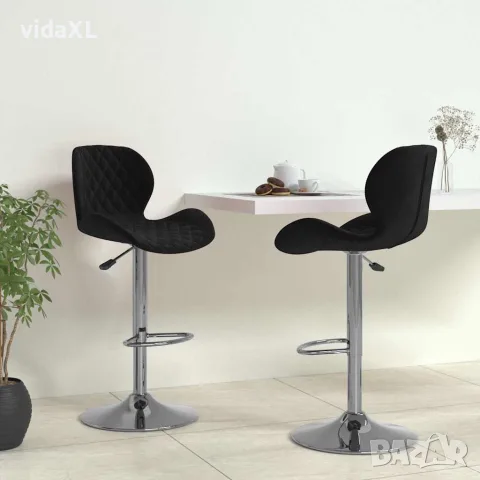 vidaXL Бар табуретки, 2 бр, черни, кадифе, снимка 2 - Столове - 56147006