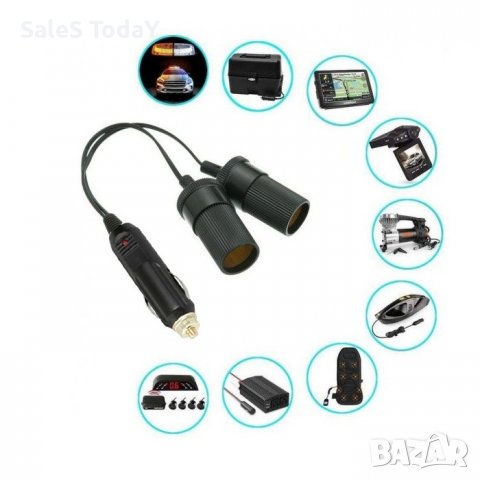 Разклонител за запалка на кола 12V с 2 гнезда,  букса за запалка 