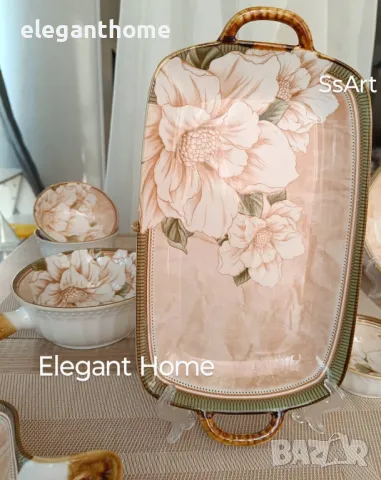 Правоъгълно плато с дръжки Размери: 30 х 16 х 3.9 см Цена - 19 лв, снимка 1