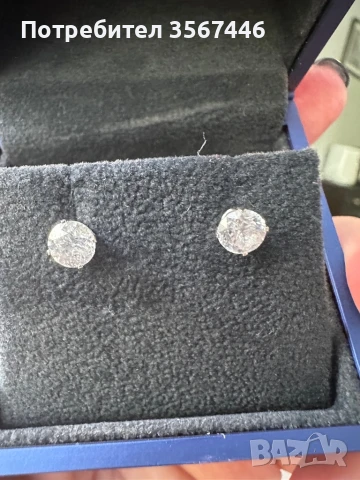 1.25 карата Диамантени обеци в 14  карата бяло злато, снимка 2 - Обеци - 51278788
