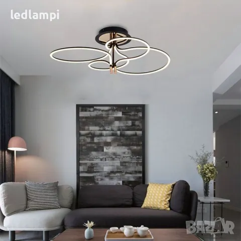 LED Плафониера 40W Дизайн Злато + Черно Тяло Топло Бяла Светлина, снимка 5 - Лампи за таван - 47306359