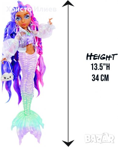 Кукла Русалка Mermaze Mermaidz Опашкaта си променя цвета Кукла Барби 34 см, снимка 3 - Кукли - 39772362