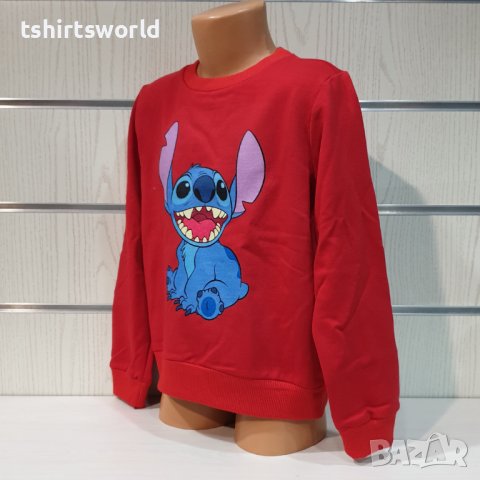 Нова детска ватирана блуза с дълъг ръкав Стич (Stitch) в червен цвят, снимка 3 - Детски Блузи и туники - 38996197