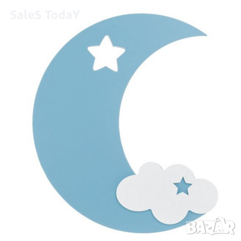 Детска нощна лампа, Луна с облаче, LED, 11x28 см