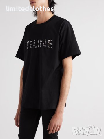 CELINE Black Studded Eyelet Logo Мъжка Тениска size S и XL, снимка 3 - Тениски - 41008199