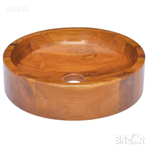 vidaXL Мивка, тиково дърво масив, Φ40x10 см