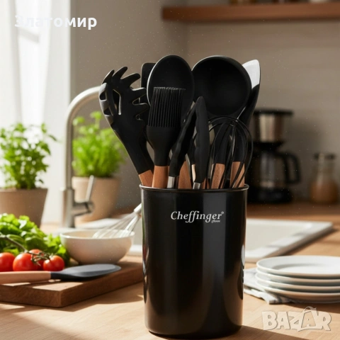 Комплект 12 части кухненски прибори със стойка Cheffinger , снимка 6 - Форми - 53180462