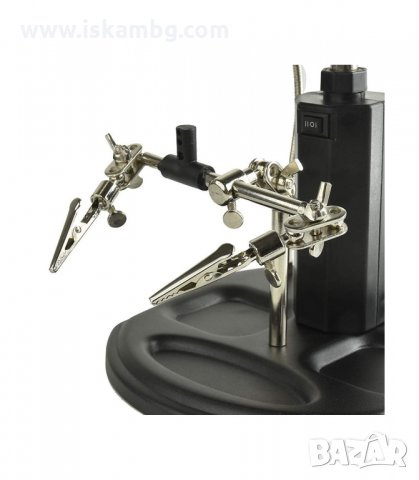 ТРЕТА РЪКА СЪС СТОЙКА ЗА ПОЯЛНИК, ЩИПКИ И ЛУПА 65ММ - код  802, снимка 16 - Поялници и запояване - 33947115