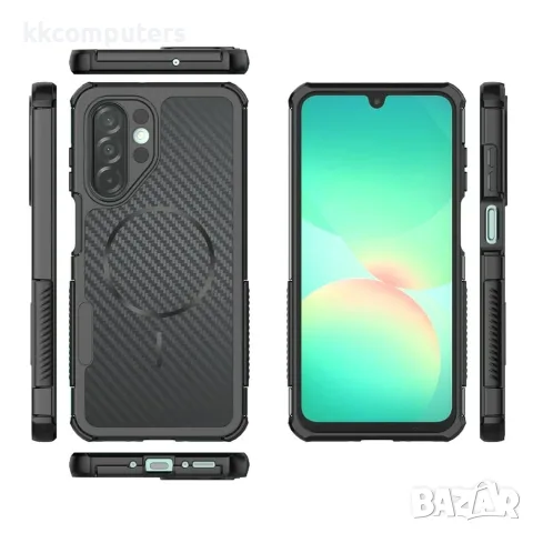 За Samsung Galaxy A27 5G Магнитен TPU PC Калъф Carbon Fiber с Подсилени Ъгли и Скрийн Протектор – 4 , снимка 6 - Калъфи, кейсове - 55852781