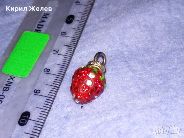 СТАР ФИГУРАЛЕН ЕМАЙЛИРАН ВИНТИДЖ - АРТ МЕДАЛЬОН ЯГОДКА с РАЗНОЦВЕТНИ КРИСТАЛЧЕТА 37041, снимка 6 - Антикварни и старинни предмети - 39934562