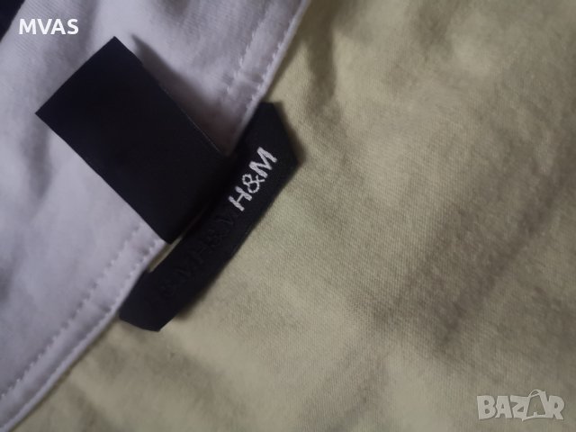 Нова H&M фланелка с  къс ръкав с якичка жълта с бяло S размер , снимка 3 - Тениски - 41343184