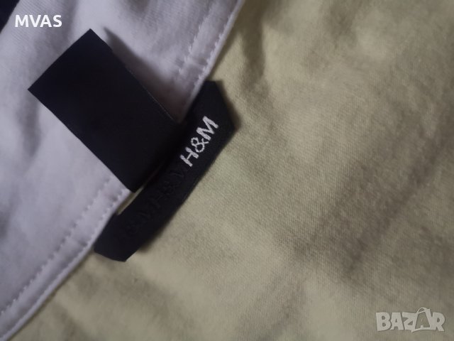 Нова H&M фланелка с  къс ръкав с якичка жълта с бяло S размер , снимка 3 - Тениски - 41343184