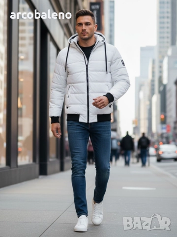 Мъжко зимно ватирано яке с качулка, 4цвята , снимка 3 - Якета - 52477688