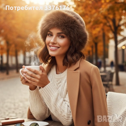 Дамска пухкава зимна шапка, снимка 3 - Шапки - 52867380