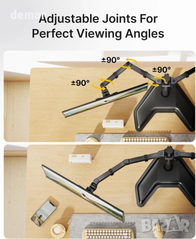 monTEK Стабилна самостоятелна стойка за два монитора 17–32", солидна V-образна основа, снимка 5 - Монитори - 53426580