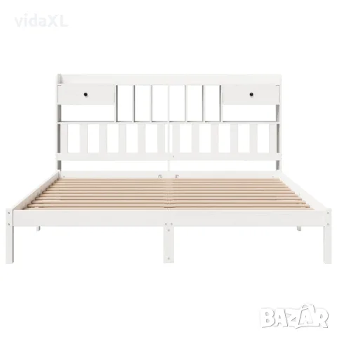 vidaXL Легло с етажерка за книги, без матрак, 180x200 см, бор масив, снимка 4 - Спални и легла - 56147068