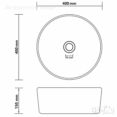 Луксозна кръгла мивка, матово тъмнозелена, 40x15 см, керамика Код P36, снимка 4 - Мивки - 49137317