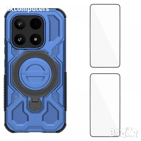 WANLONFENG KJ Калъф за Xiaomi 17 - PC+TPU, Скрита стойка, 2 стъкла, Голям отвор за камера, 4 цвята, снимка 3 - Резервни части за телефони - 53800540