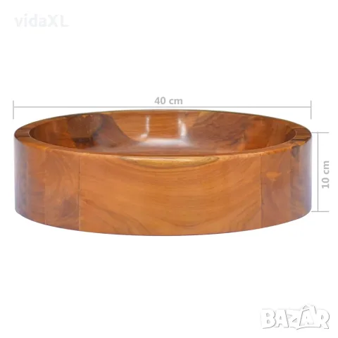 vidaXL Мивка, тиково дърво масив, Φ40x10 см, снимка 5 - Мивки - 56146836