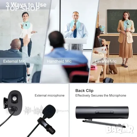 Безжичен микрофон KIMAFUN Lavalier, акумулаторен предавател и приемник, снимка 3 - Микрофони - 48758679