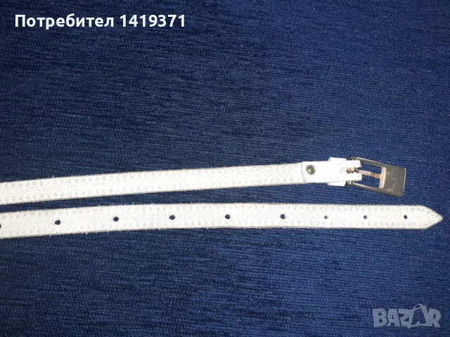 Красив бял кожен дамски колан с дължина 112 см, снимка 4 - Колани - 48110195