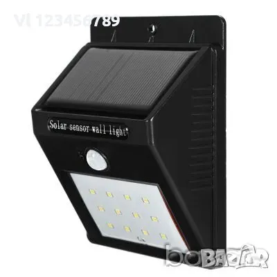 Соларна , 20/40 LED лампа за стенен монтаж с PIR датчик за движение, снимка 3 - Соларни лампи - 48813398