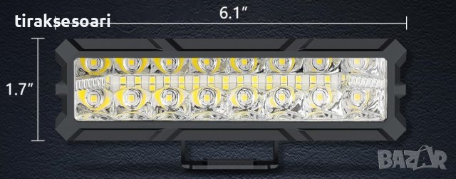 15.5 cm 144W Диоден Прожектор Супер Мощен Халоген Led Bar Лед Бар Бяла Комбиниранa Светлина 12V-24V, снимка 2 - Аксесоари и консумативи - 42136359
