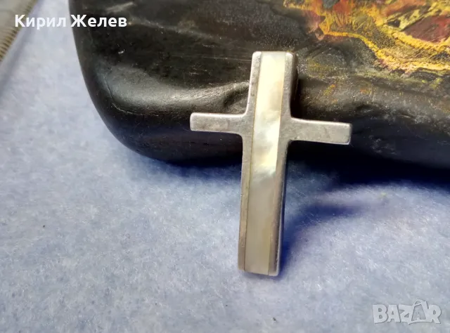 СТИЛНО СЕДЕФЕНО СРЕБЪРНО КРЪСТЧЕ КРЪСТ СРЕБРО 925 РЪЧНА ЮВЕЛИРНА ФИНА ИЗРАБОТКА 30388, снимка 9 - Колиета, медальони, синджири - 50180671