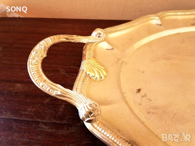 Страхотен Голям Посребрен Поднос, снимка 4 - Антикварни и старинни предмети - 41567512