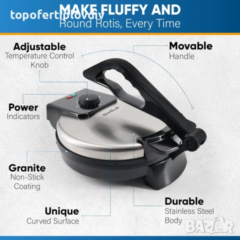 Уред/преса за тортили, палачинки, пърленки, Гаранция, снимка 6 - Гофретници - 53719376