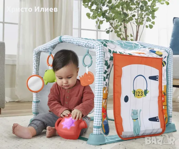 Активна гимнастика 3 в 1 Fisher Price Пълзи и играй Постелка с къщичка със звуци Фишър Прайс, снимка 5 - Образователни игри - 49111880