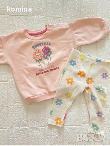 Комплект за бебе момиче Flowers Pink, снимка 1
