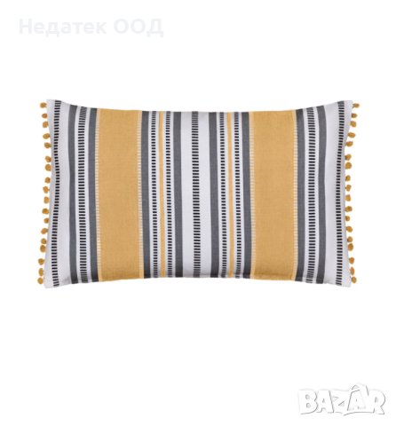 Декоративна  възглавница, 60x40 cм, Горчица/ сиво/ бяла, снимка 2 - Възглавници - 40995728