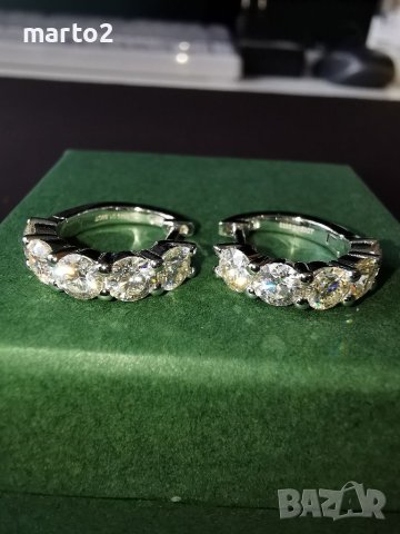 Елегантни 925 Сребърни Обеци с Мойсанити - 3 Карата!, снимка 4 - Обеци - 40521025